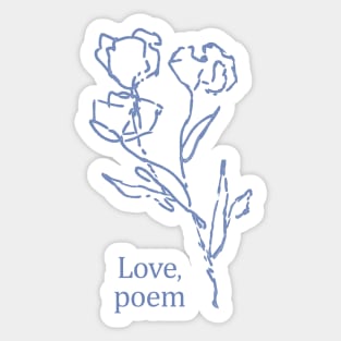 Love Poem Blue Flower Doodle Sticker